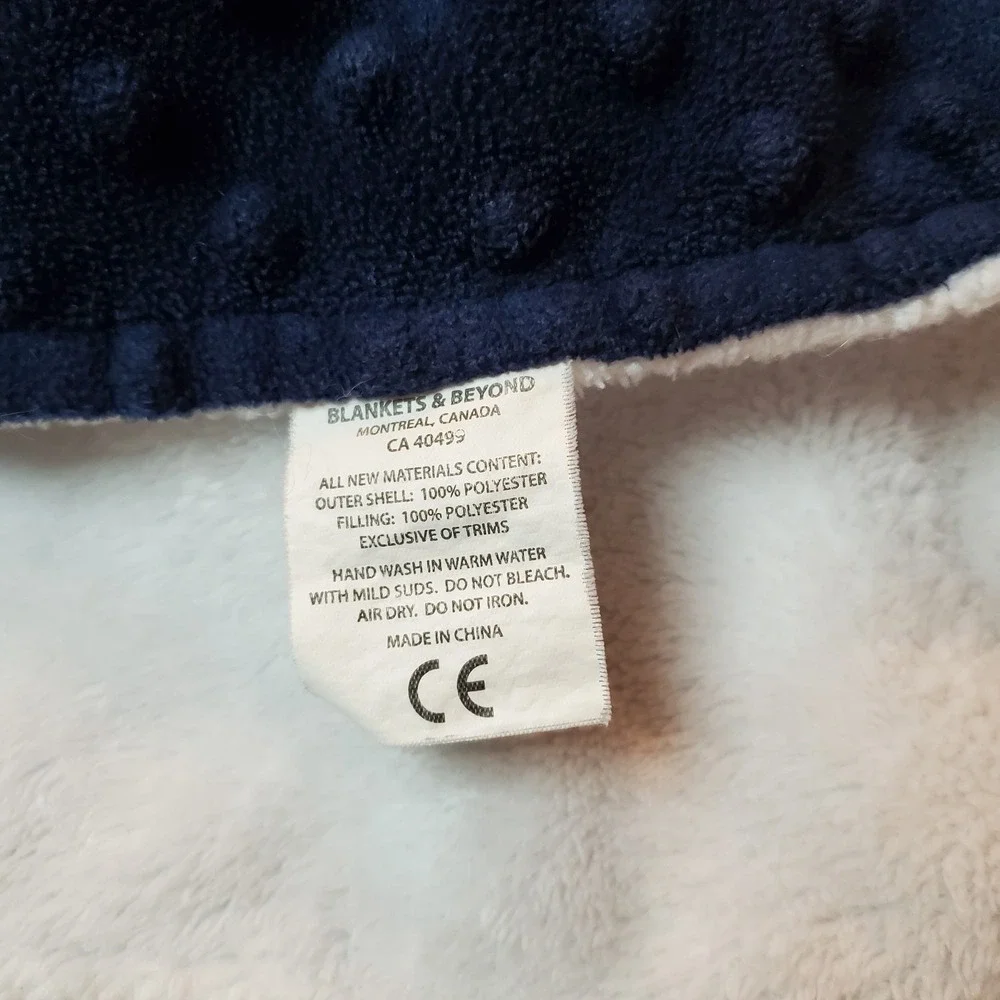 Blankets And beyond Navy Blue White bear‎ lovey minky dot Security Blanket